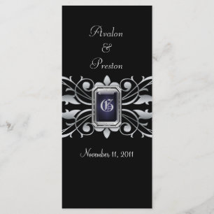 Grand Duchess Silver Scroll Black Wedding Program