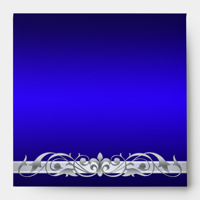 Grand Duchess Silver Scroll Square Blue Envelope (Front)