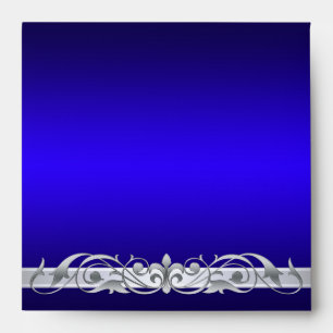 Grand Duchess Silver Scroll Square Blue Envelope