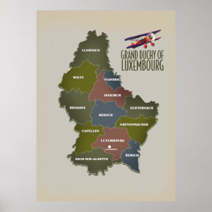 Grand duchy of luxembourg map poster