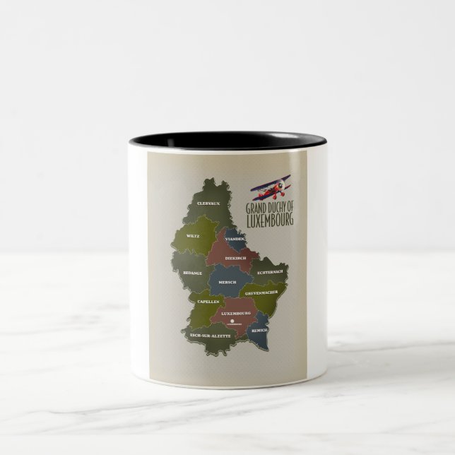 Grand duchy of luxembourg map Two-Tone coffee mug (Center)
