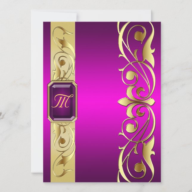 Grand Duke Pink Jewel Gold Scroll Pink Invitation (Front)