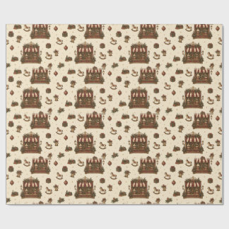 Grand European Christmas Toyshop Antique Champagne Wrapping Paper