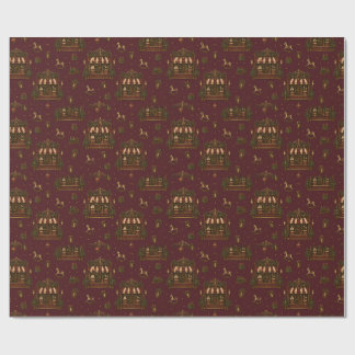 Grand European Christmas Toyshop Deep Burgundy Wra Wrapping Paper