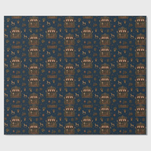 Grand European Christmas Toyshop Midnight Navy Wra Wrapping Paper