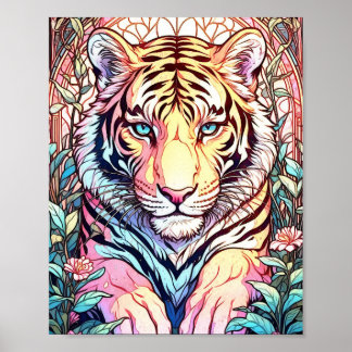 Grand Floral Tiger Surreal Painting Print