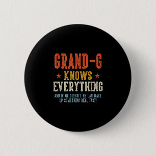Grand-g knows everything father's day retro 6 cm round badge