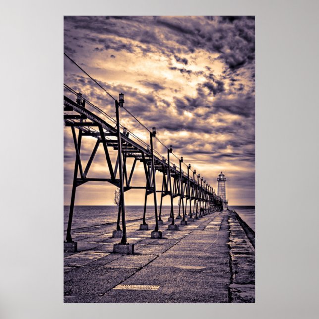 Grand Haven lighthouse and pier, Grand Haven Poster (Front)