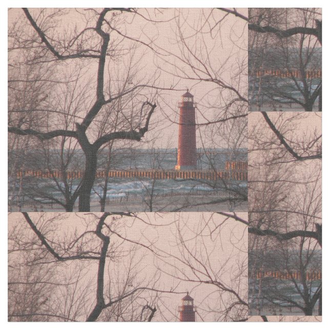 Grand Haven Lighthouse - Michigan Fabric (Close Up)