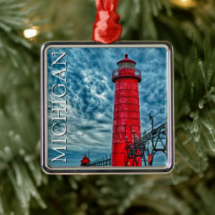Grand Haven Lighthouse   Michigan Metal Ornament