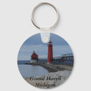 Grand Haven Lighthouses Key Ring