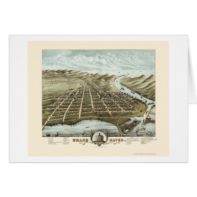 Grand Haven, MI Panoramic Map - 1874 (Front Horizontal)