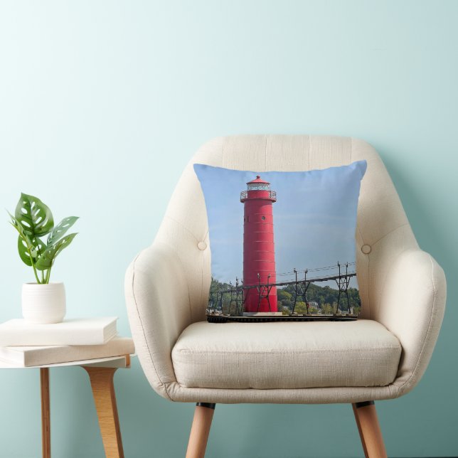 Grand Haven Michigan Lighthouse Cushion (Chair)