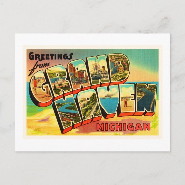 Grand Haven Michigan MI Vintage Travel Souvenir Postcard (Front)