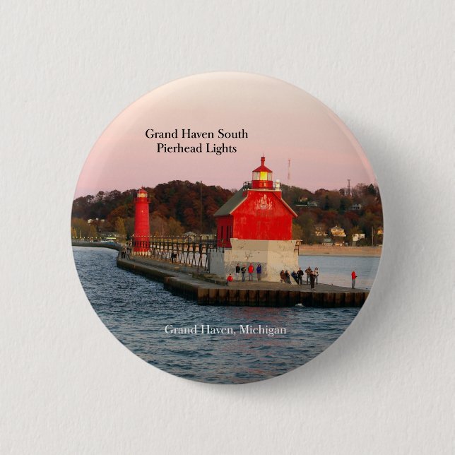 Grand Haven South Pierhead Lights button (Front)