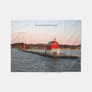Grand Haven South Pierhead Lights fleece blanket