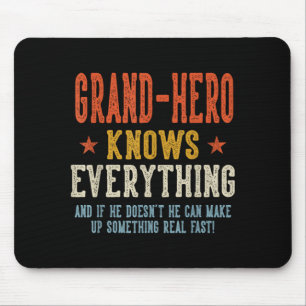 Grand-hero knows everything father's day retro mouse pad