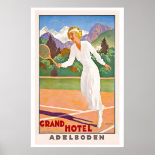Grand Hotel Adelboden Switzerland Vintage Travel Poster