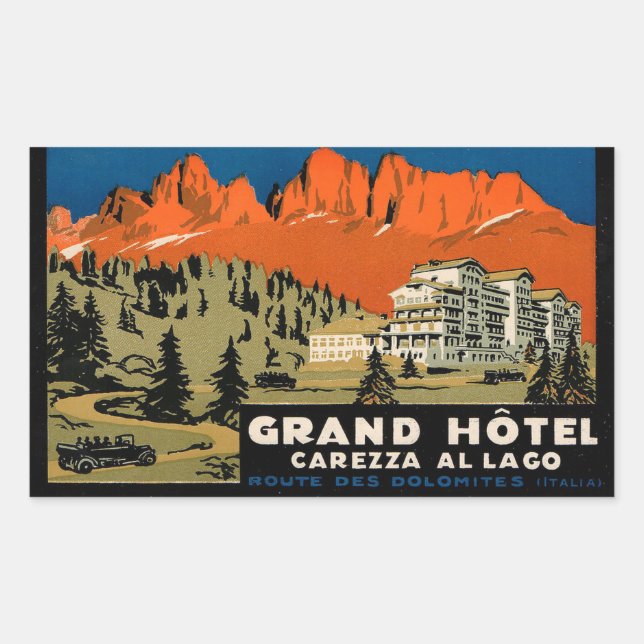 Grand Hotel Carezza Al Lago Travel Luggage  Rectangular Sticker (Front)