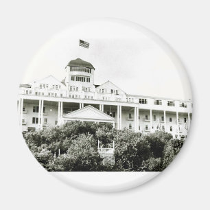 Grand Hotel, Mackinac Island, black and white Magnet
