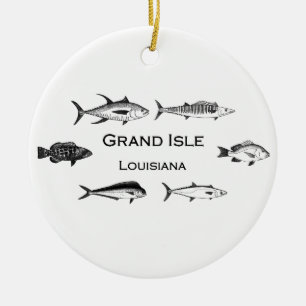 Grand Isle Louisiana Deep Sea Fishing Ceramic Ornament