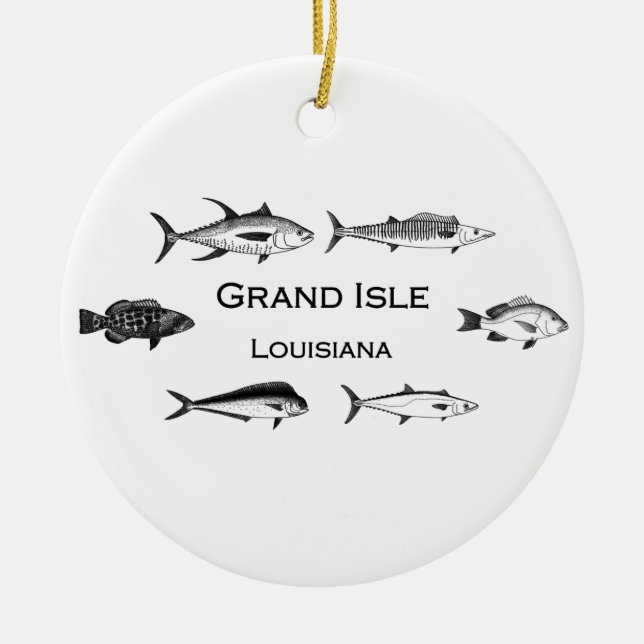 Grand Isle Louisiana Deep Sea Fishing Ceramic Ornament (Front)