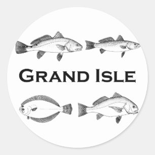 Grand Isle Louisiana Saltwater Fishing - Game Fish Classic Round Sticker