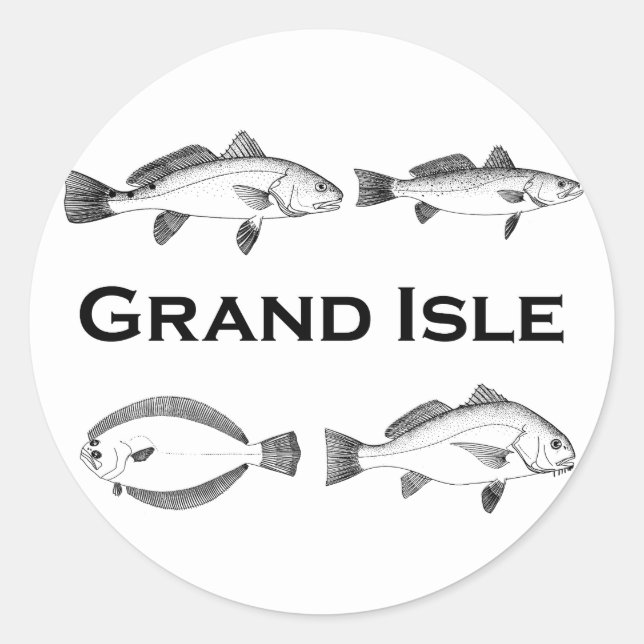 Grand Isle Louisiana Saltwater Fishing - Game Fish Classic Round Sticker (Front)