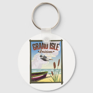 Grand Isle, Louisiana Travel poster Key Ring