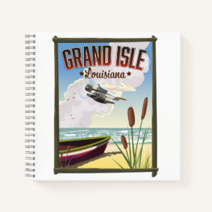 Grand Isle, Louisiana Travel poster Keychain Butt Notebook