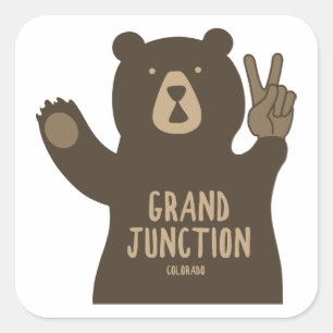 Grand Junction Colorado Peace Bear Square Sticker