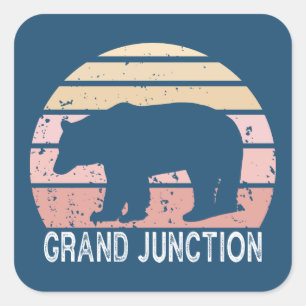 Grand Junction Colorado Retro Bear Square Sticker