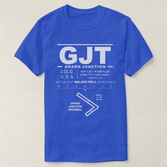 Grand Junction Regional Airport GJT T-Shirt (Design Front)