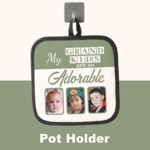 Grand kids so adorable 3 photo green pot holder