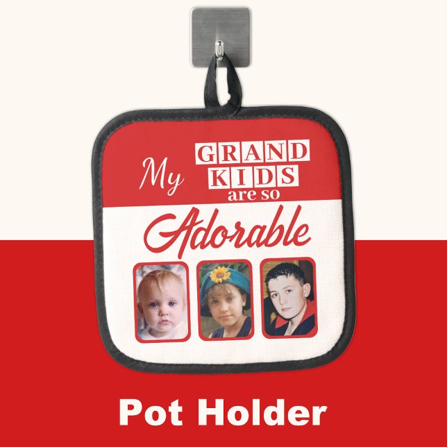 Grand kids so adorable 3 photo red pot holder (Creator Uploaded)