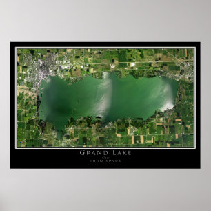 Grand Lake Celina Ohio Satellite Poster Map