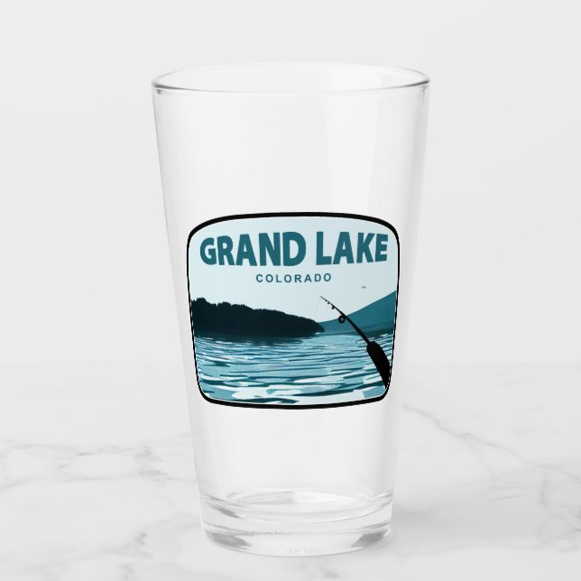Grand Lake Colorado Fishing Rod Glass (Front)