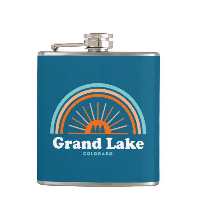 Grand Lake Colorado Rainbow Hip Flask (Front)