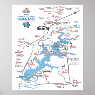 Grand Lake OK dimensional map 19 Poster