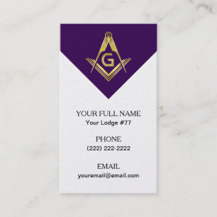 Grand Lodge Masonic Business Cards - Purple & Gold