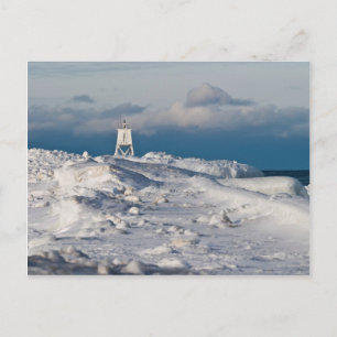 Grand Marais Harbour Light - Winter Postcard