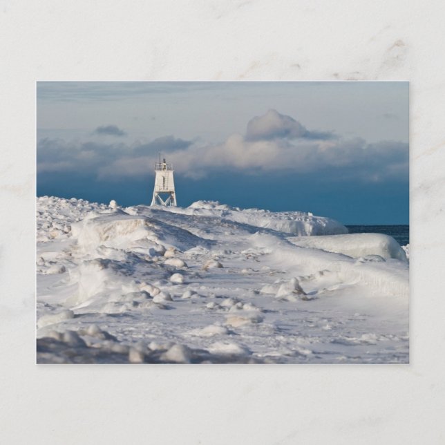 Grand Marais Harbour Light - Winter Postcard (Front)