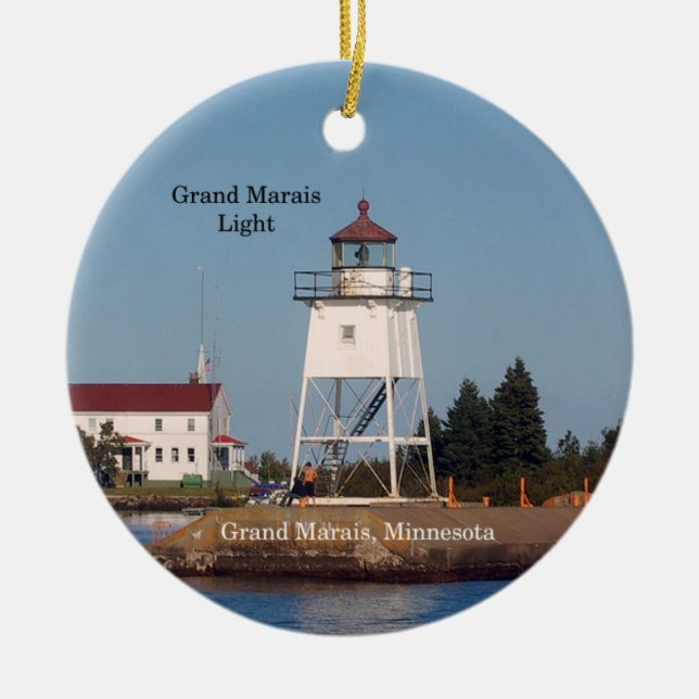 Grand Marais Light circle ornament (Front)