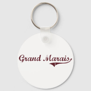 Grand Marais Minnesota Classic Design Key Ring