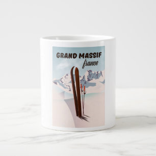 Grand Massif france ski poster art. Large Coffee Mug