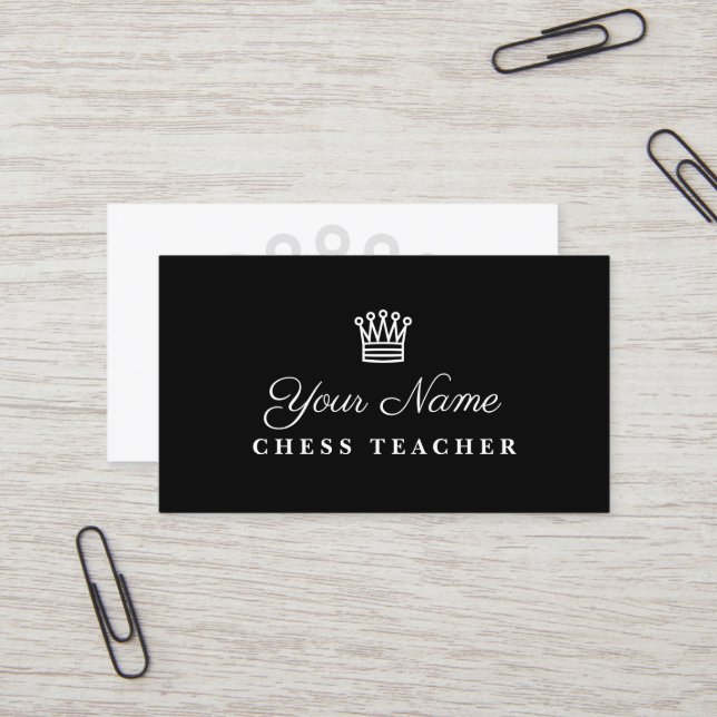 Grand master Chess teacher business card template (Front/Back In Situ)