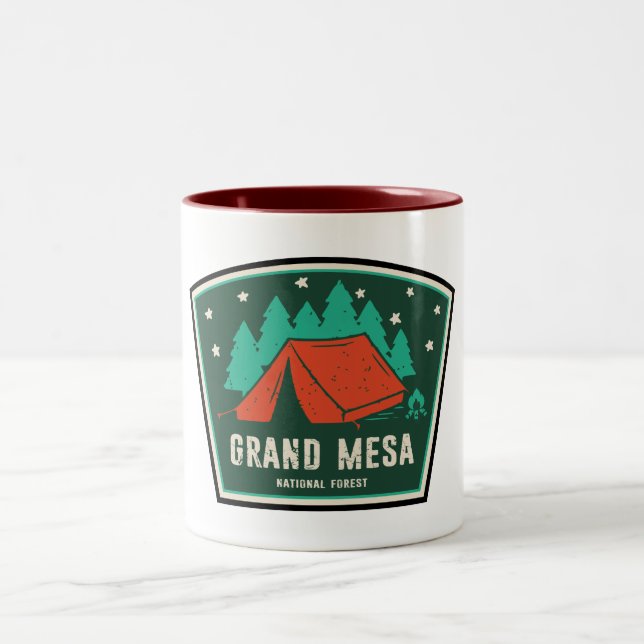 Grand Mesa National Forest Camping Two-Tone Coffee Mug (Center)