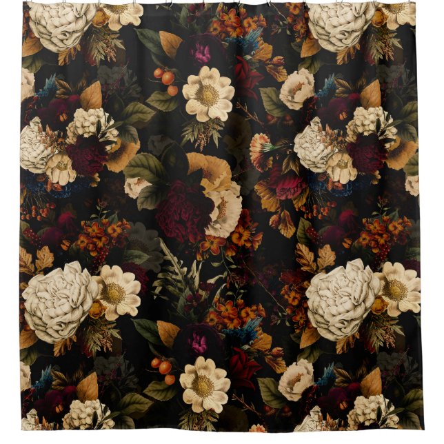 Grand Millennial  Maximalism Moody Florals  Shower Curtain (Front)