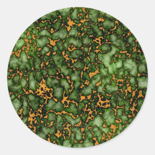 Grand Moss Green and Gold Marble Texture Design Classic Round Sticker