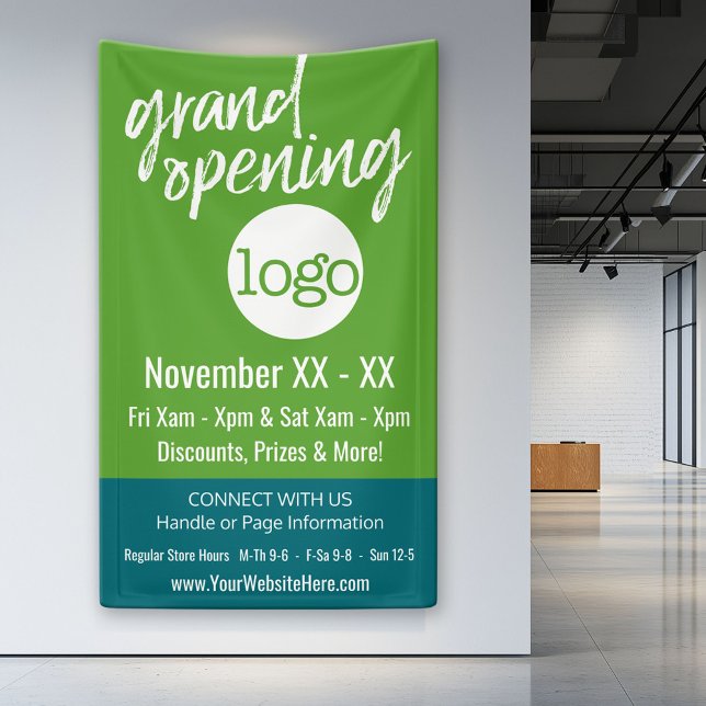 Grand Opening Advertisement - Add Logo and Details Banner (Custom Vertical Banner for Business)